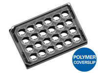 82421 µ-Plate 24 Well Untreated: #1.5 polymer coverslip, hydrophobic, black plate, sterilized, individually packed ( 15 pcs/pkg )