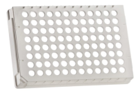 4TI-0371 8 Well PCR Tube Strip Adapter, 96 well skirted frame, white PC, cut corner H1 ( 18 adapters/pkg )