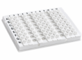 4TI-0950/W-F 96 Well Semi-Skirted PCR Plate for Removable 8 Well Strips, Roche style, white PC frame, low profile, cut corner H12 ( 10 frames/pkg )